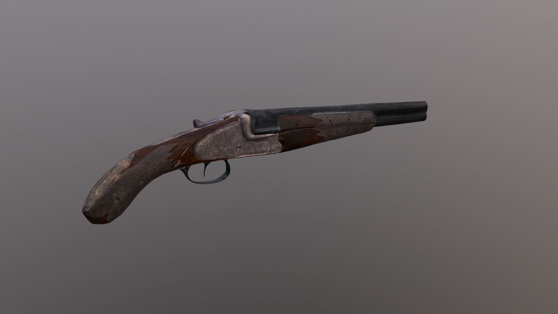 Game Ready Sawed off  double barrel Shotgun Low-poly 3D model_1