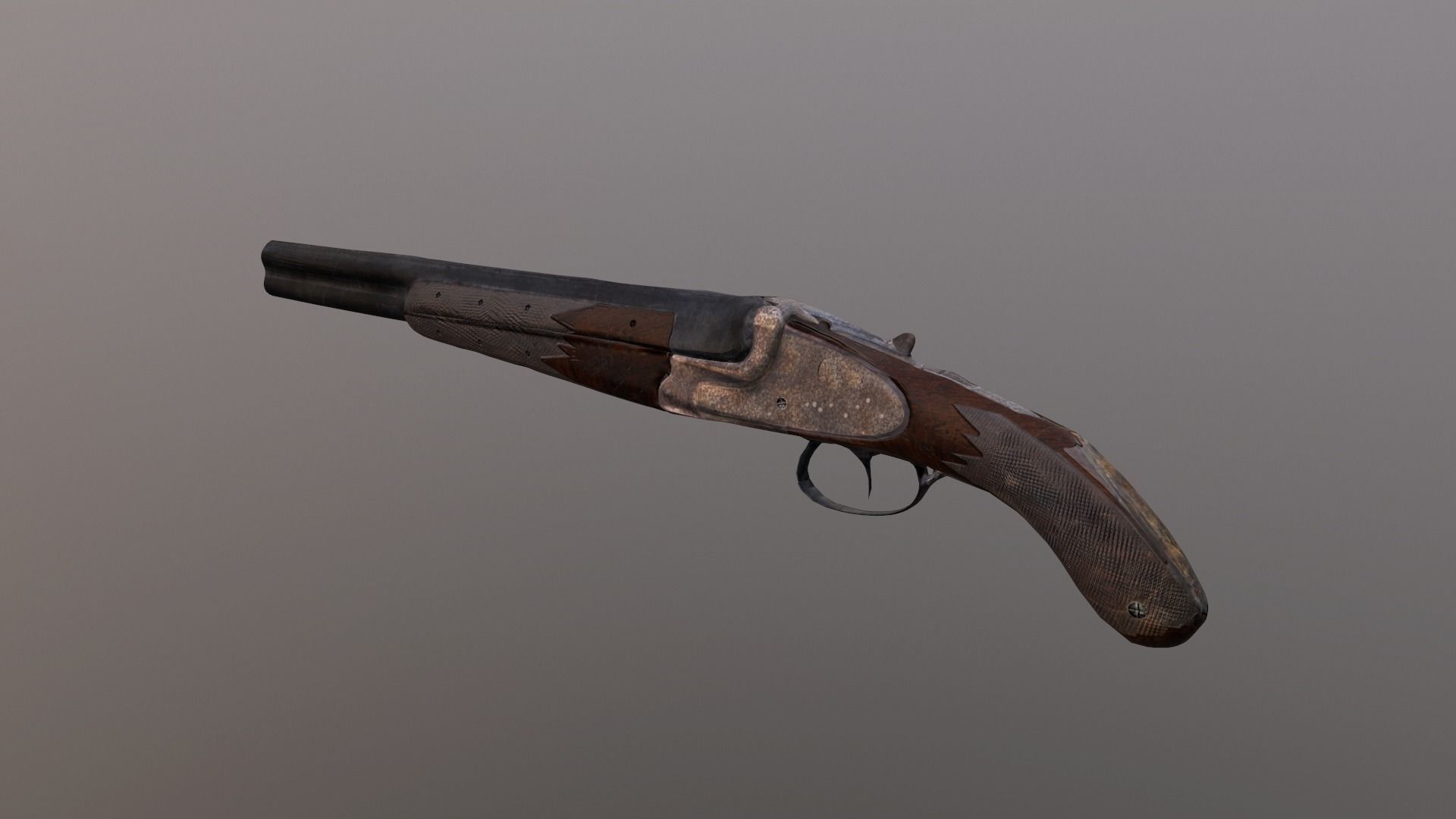 Game Ready Sawed off  double barrel Shotgun Low-poly 3D model_0