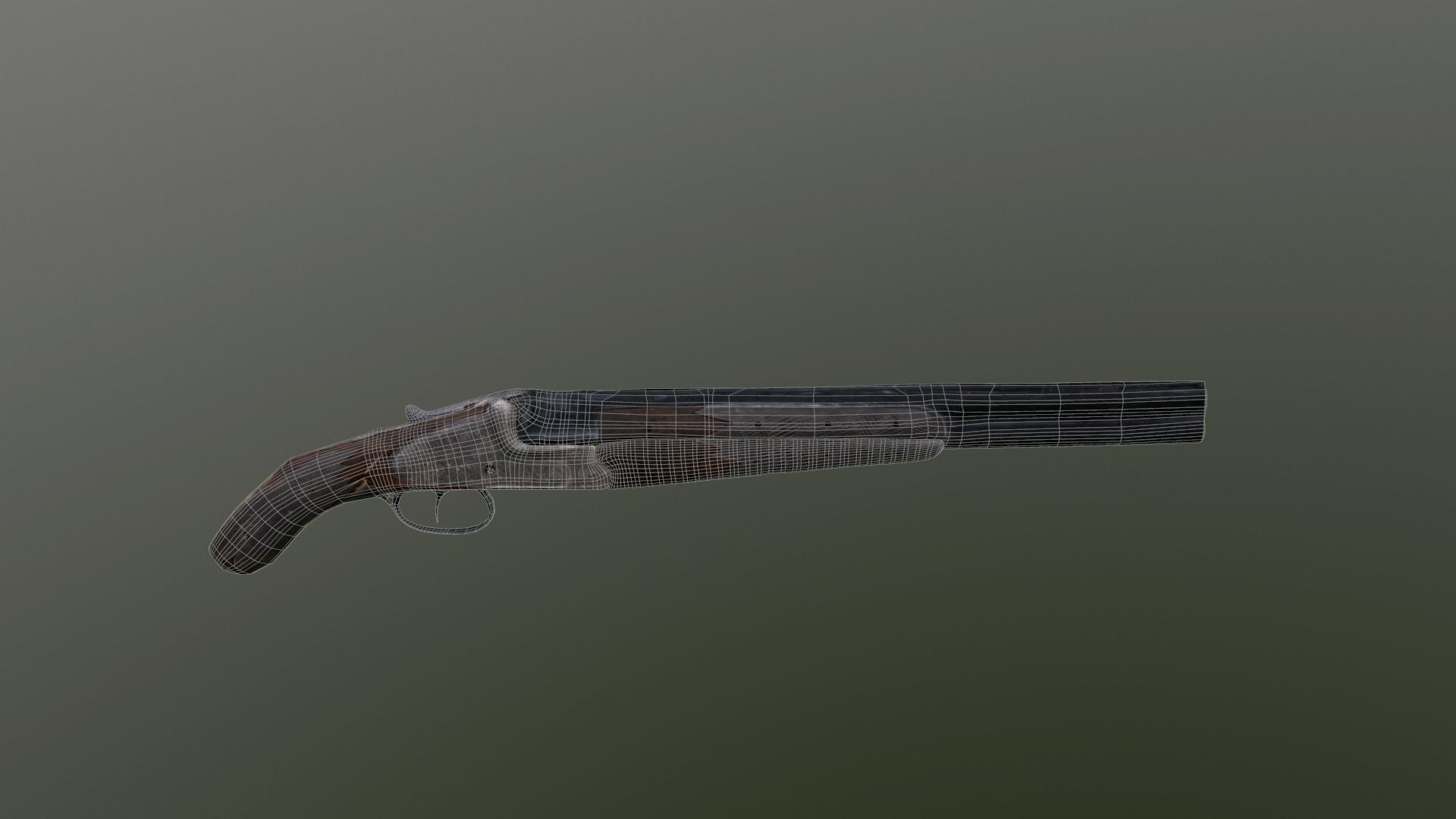 Game Ready Sawed off  double barrel Shotgun Low-poly 3D model_6