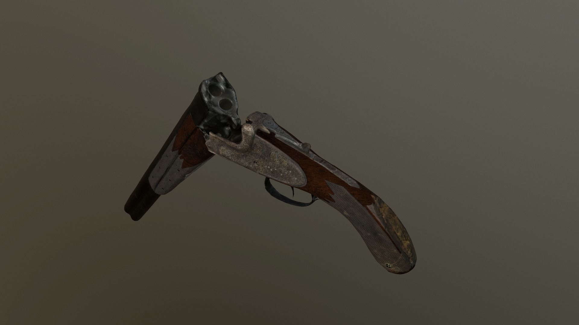 Game Ready Sawed off  double barrel Shotgun Low-poly 3D model_3