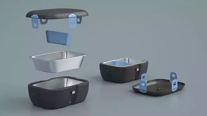 Portable Electric Lunchbox in Exploded View 3D model