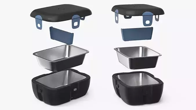 Portable Electric Lunchbox in Exploded View 3D model 3