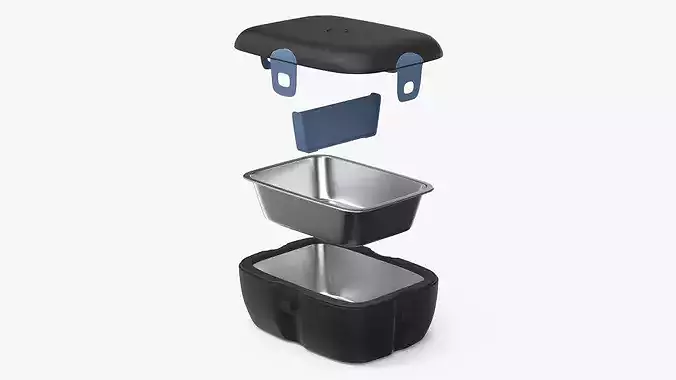 Portable Electric Lunchbox in Exploded View 3D model 2