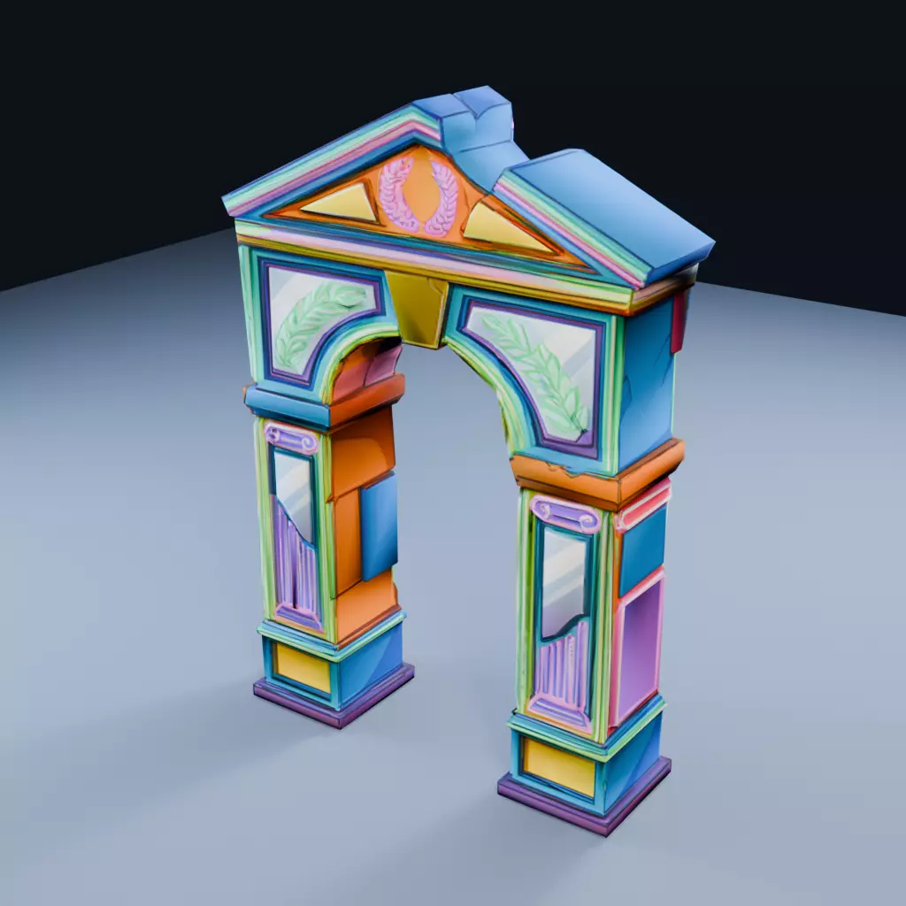 Broken Pediment Arch Low Poly PBR Game Asset Low-poly 3D model