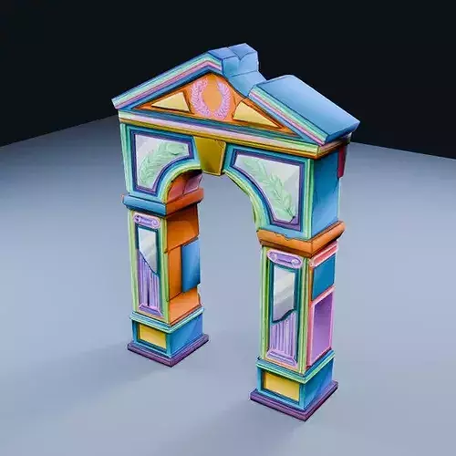 Broken Pediment Arch Low Poly PBR Game Asset