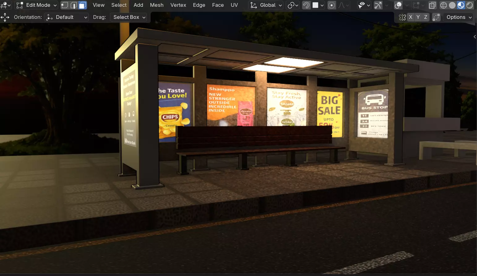 Indian Bus Stop Tea Stall Environment Low-poly 3D model