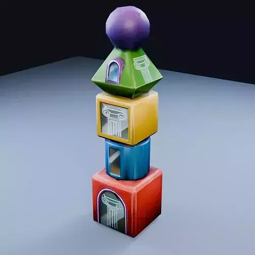 Postmodern Bollard Low Poly PBR Game Asset