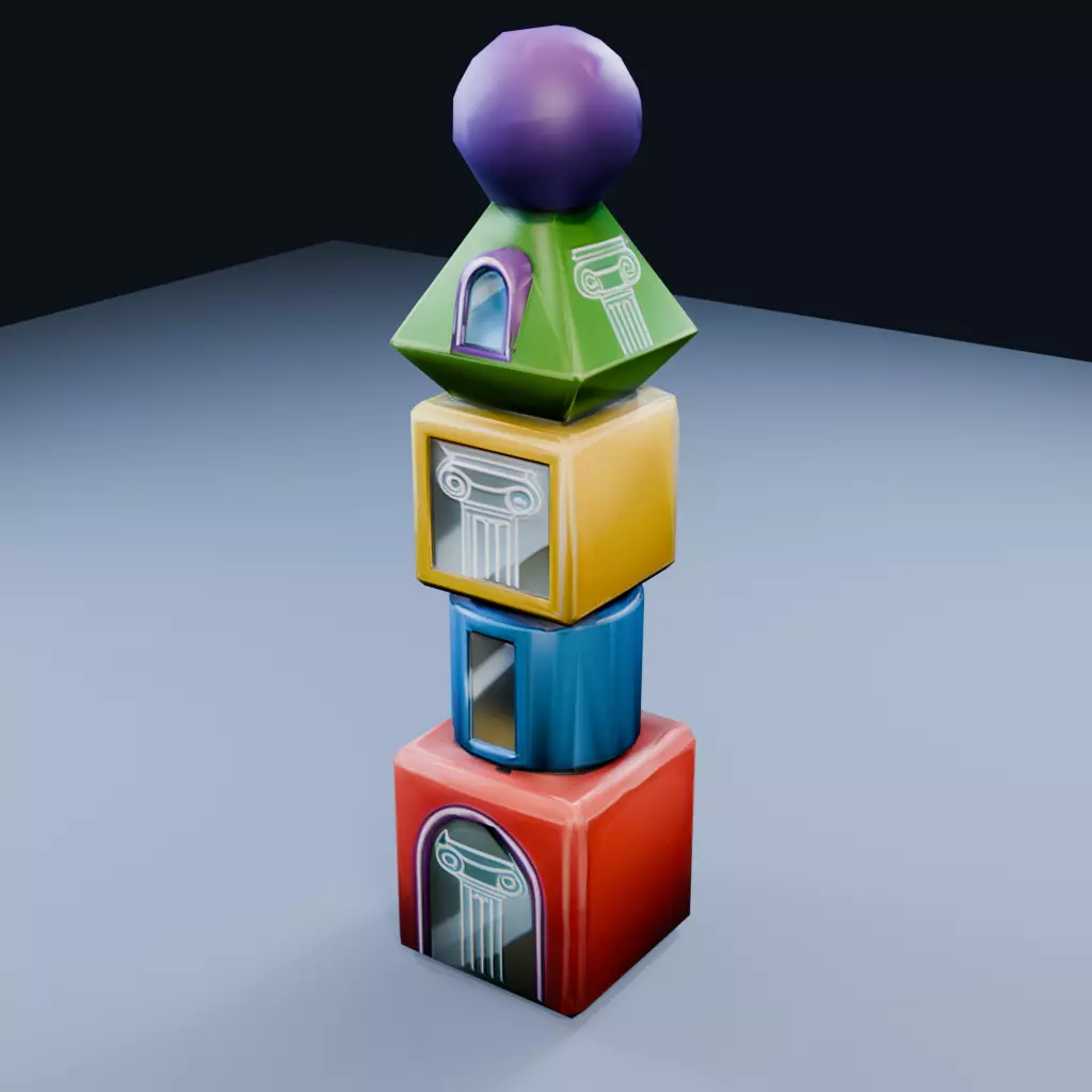 Postmodern Bollard Low Poly PBR Game Asset Low-poly 3D model