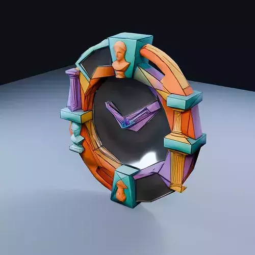 Postmodern Clock Low Poly PBR Game Asset