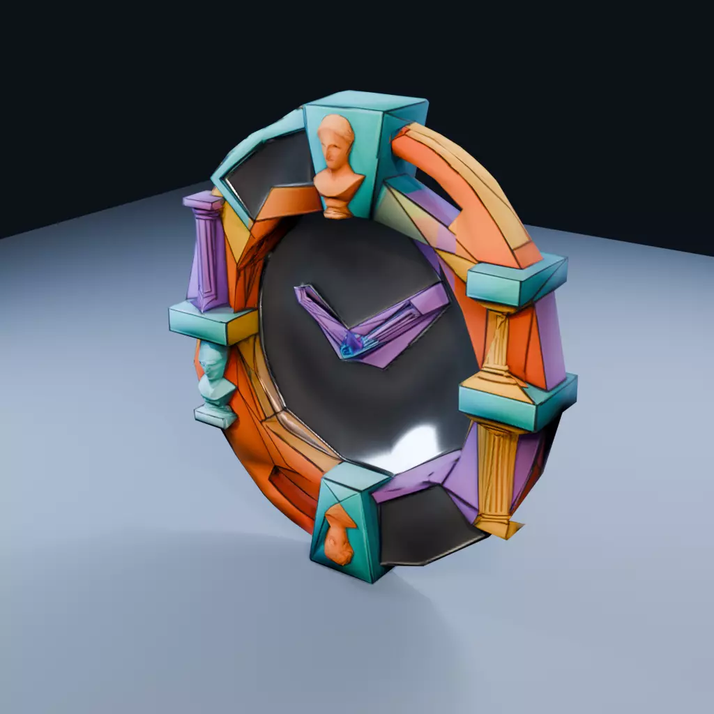 Postmodern Clock Low Poly PBR Game Asset Low-poly 3D model