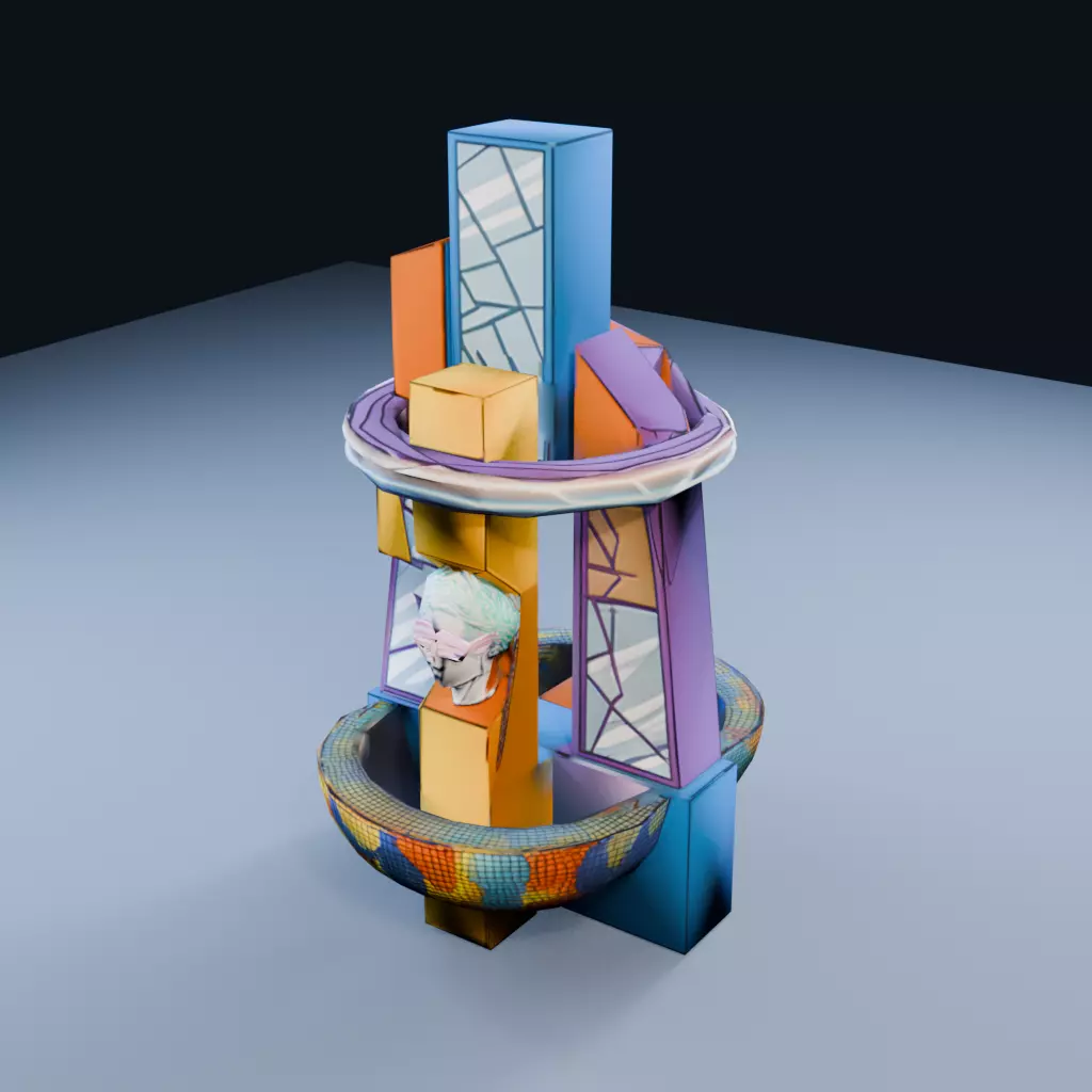 Postmodern Fountain Low Poly PBR Game Asset Low-poly 3D model