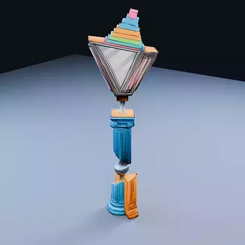 Postmodern Lamp Post Low Poly PBR Game Asset