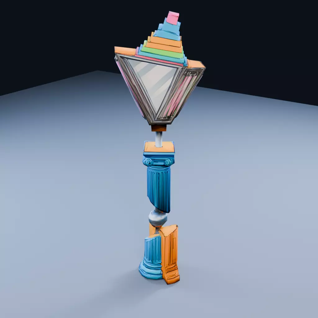 Postmodern Lamp Post Low Poly PBR Game Asset Low-poly 3D model