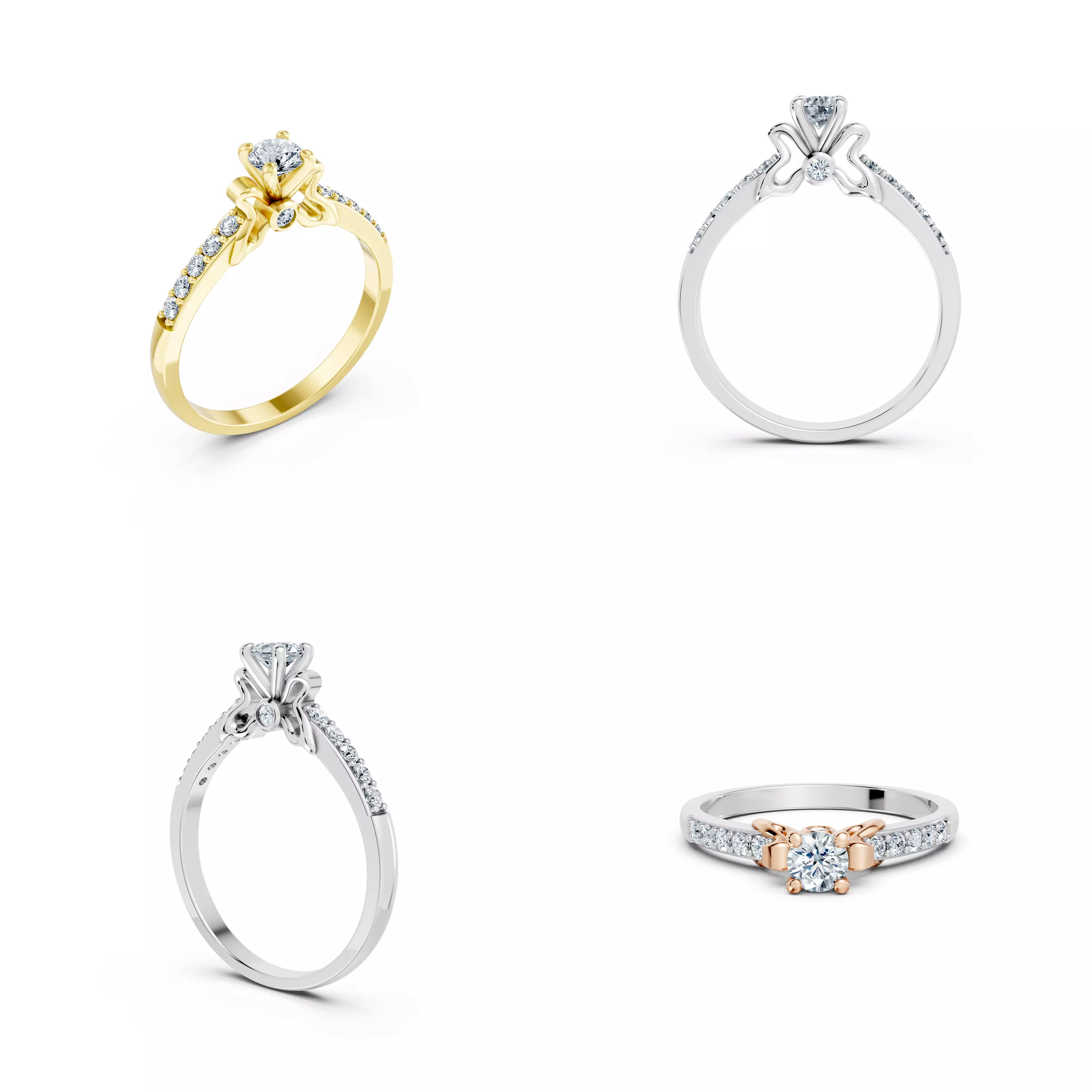 Floral Solitaire Ring CAD Model STL 3DM Jewelry Design 3D print model