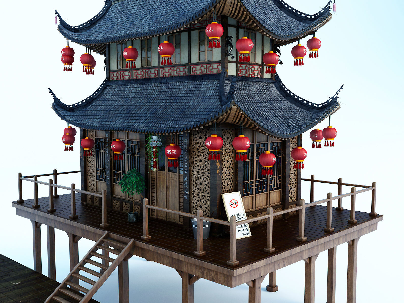 Chinese House 3D model_5
