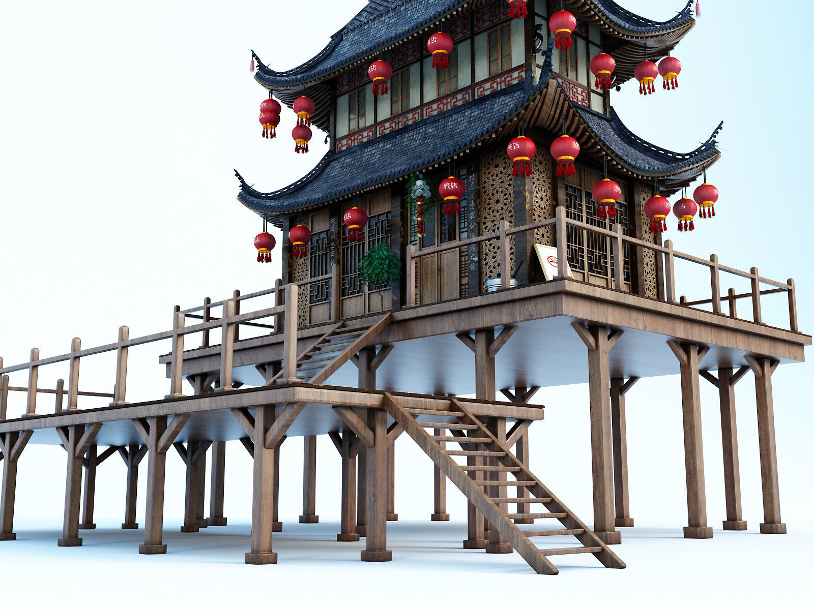Chinese House 3D model_3