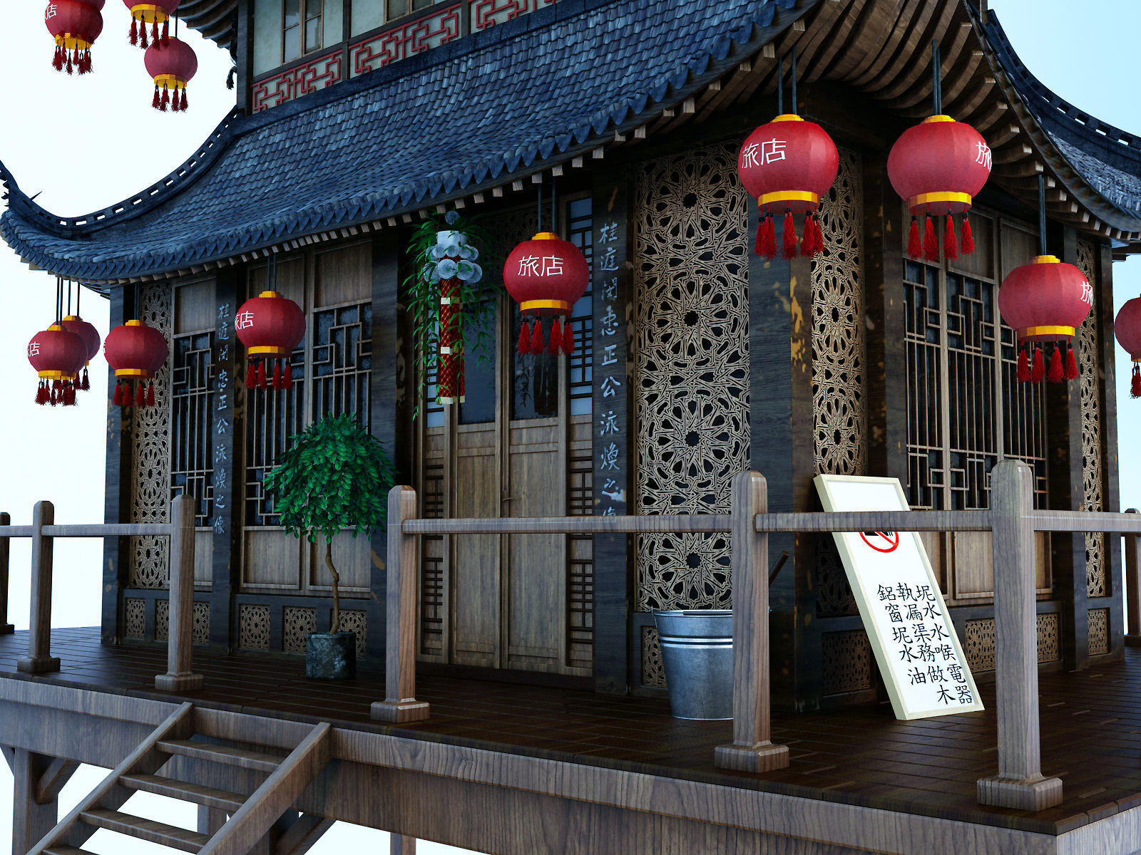 Chinese House 3D model_10