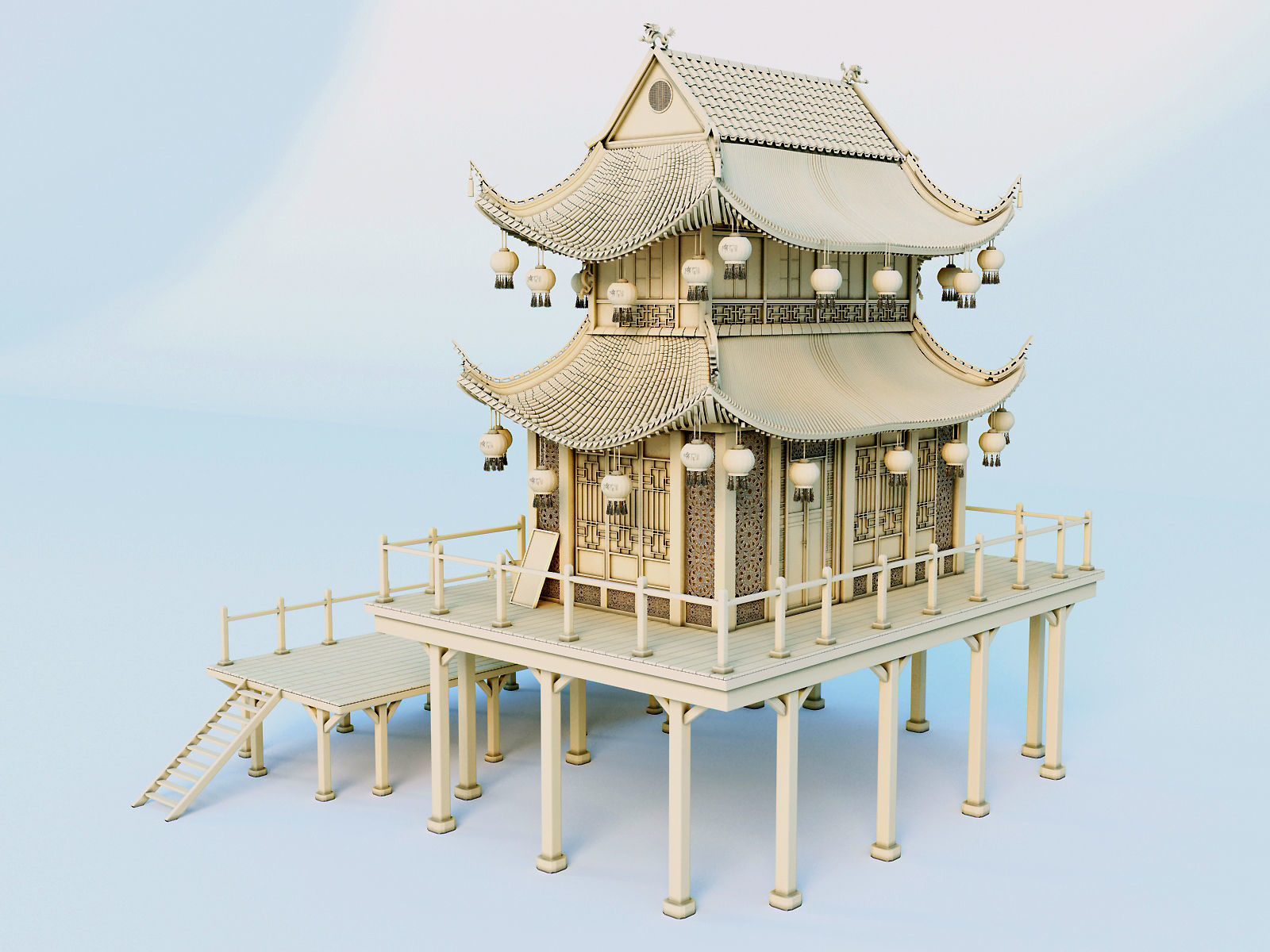 Chinese House 3D model_12