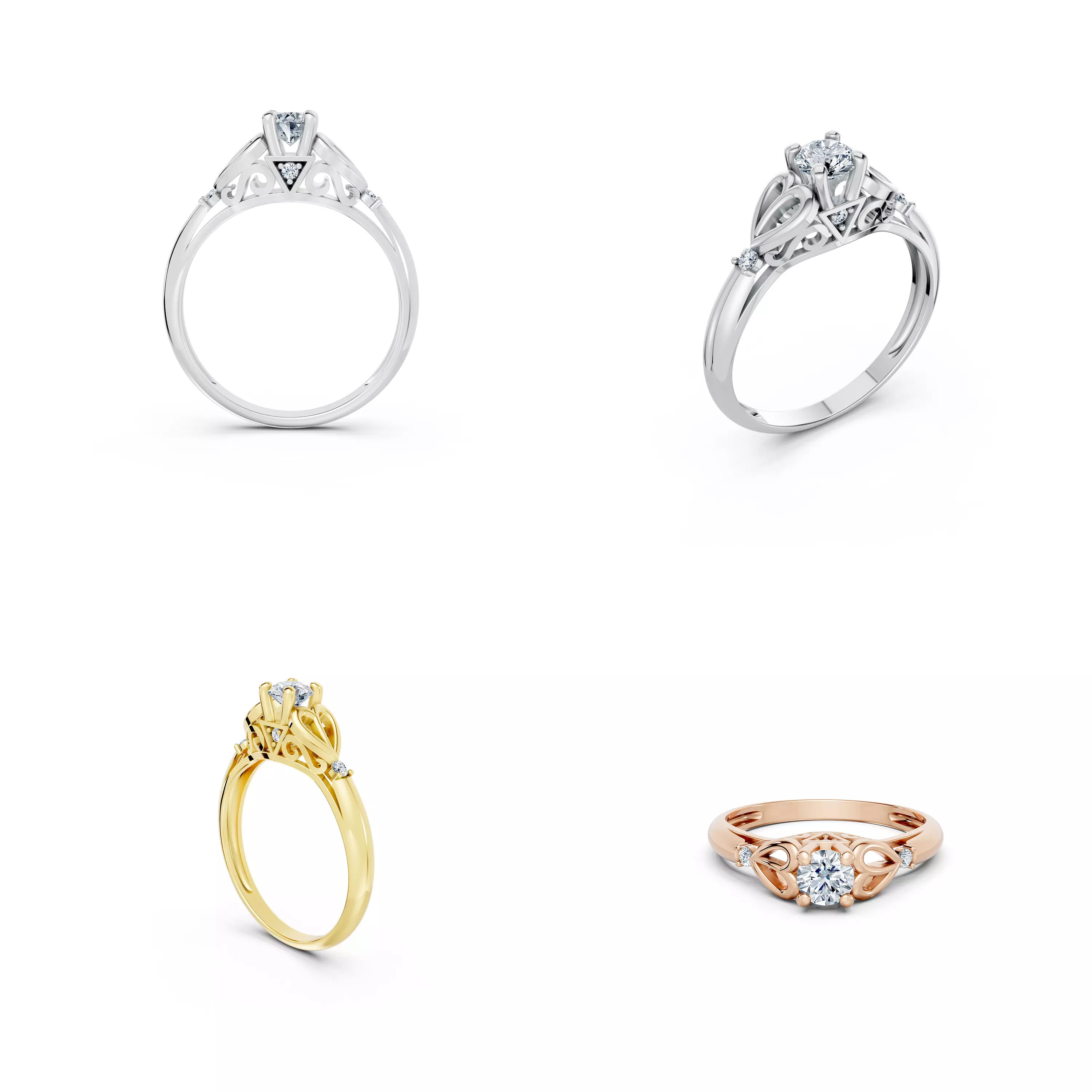 Vintage Solitaire Ring CAD Model STL 3DM Jewelry Design 3D print model