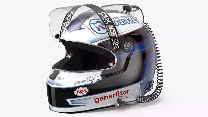NASCAR Race Helmet with Blue Graphics 3D model