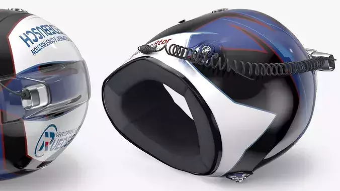 NASCAR Race Helmet with Blue Graphics 3D model 7