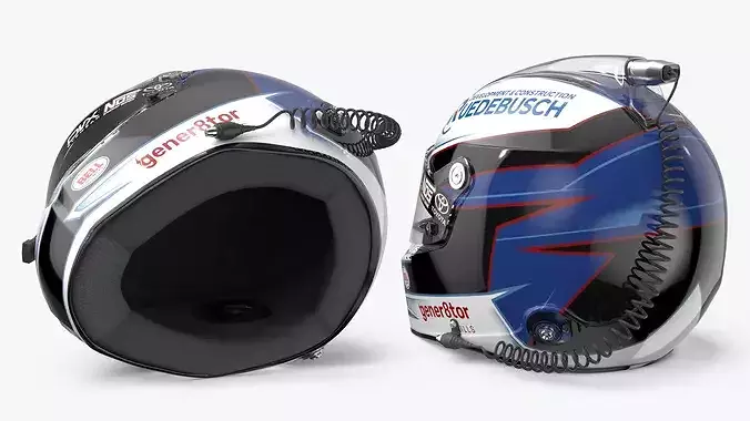 NASCAR Race Helmet with Blue Graphics 3D model 4