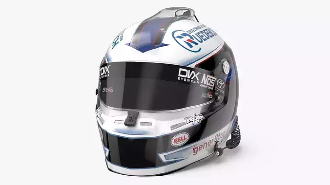 NASCAR Race Helmet with Blue Graphics 3D model 2