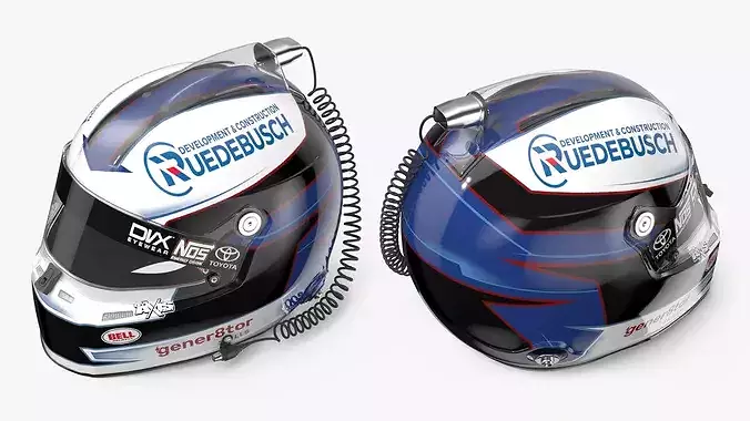 NASCAR Race Helmet with Blue Graphics 3D model 6