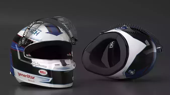 NASCAR Race Helmet with Blue Graphics 3D model 3