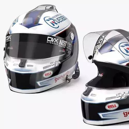 NASCAR Race Helmet with Blue Graphics 3D model 5