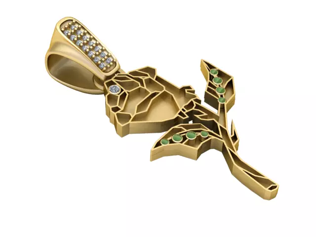 Emerald Rose Pendant 3D print model