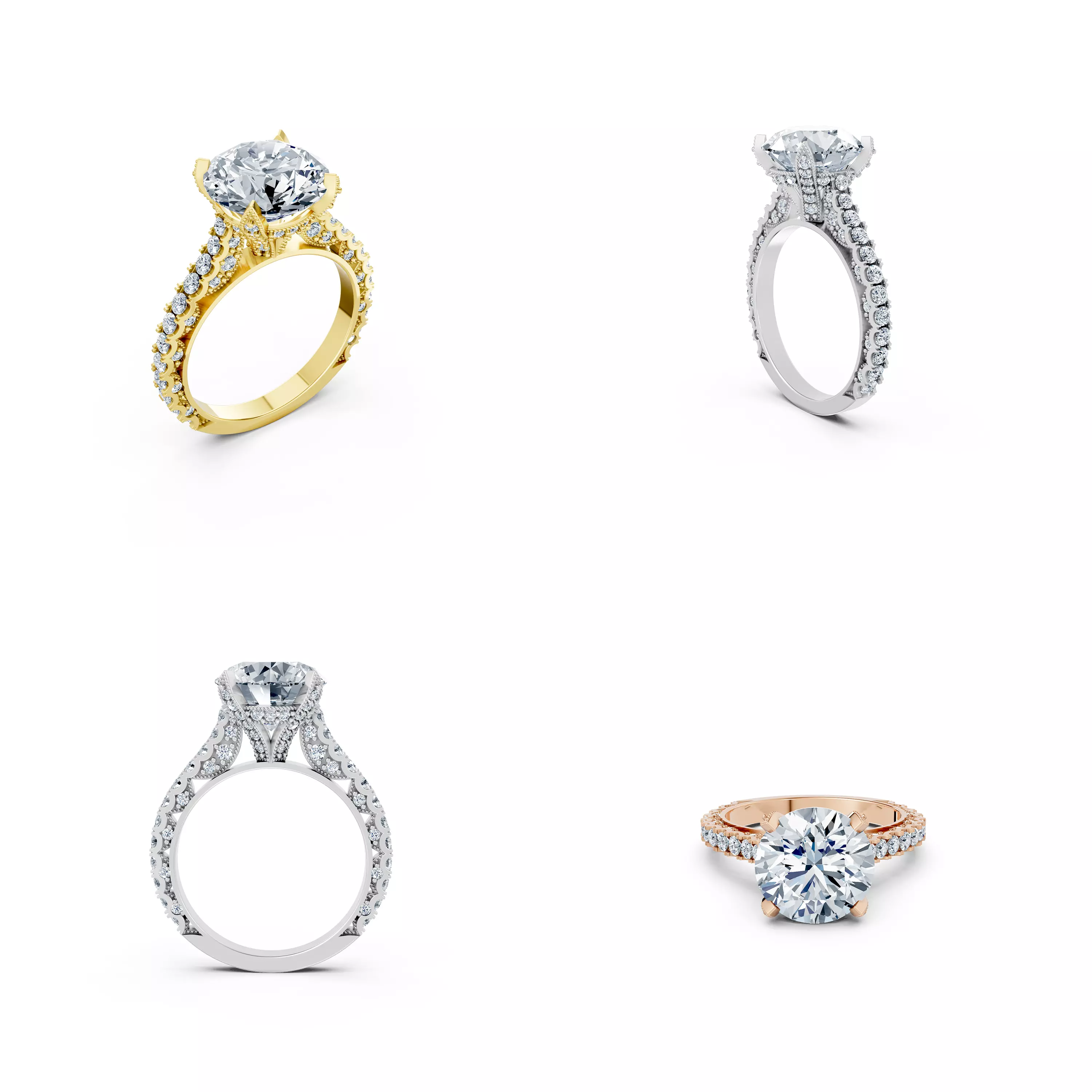 Luxury Solitaire Ring CAD Model STL 3DM Jewelry Design File 3D print model