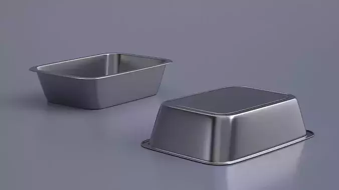Heat Resistant Food Pan Bowl from Stainless Steel 3D model 2
