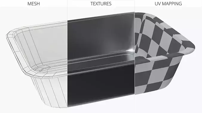 Heat Resistant Food Pan Bowl from Stainless Steel 3D model 6
