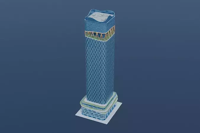 Torch Tower Tokyo Torch 385m Skyscraper Japan Landmark Low-poly 3D model 4