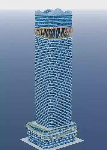 Torch Tower Tokyo Torch 385m Skyscraper Japan Landmark Low-poly 3D model 2
