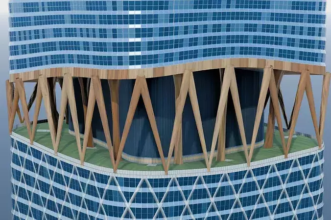 Torch Tower Tokyo Torch 385m Skyscraper Japan Landmark Low-poly 3D model 5