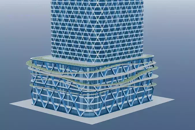 Torch Tower Tokyo Torch 385m Skyscraper Japan Landmark Low-poly 3D model 7