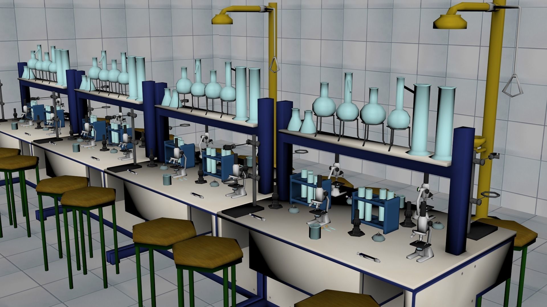 Pack Lowpoly laboratory Items and laboratory table Low-poly 3D model