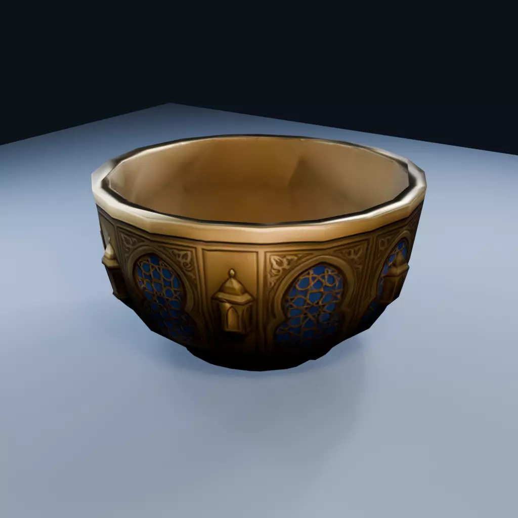Large Brass Bowl Low Poly PBR Game Asset Low-poly 3D model