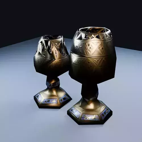 Brass Candleholder Low Poly PBR Game Asset