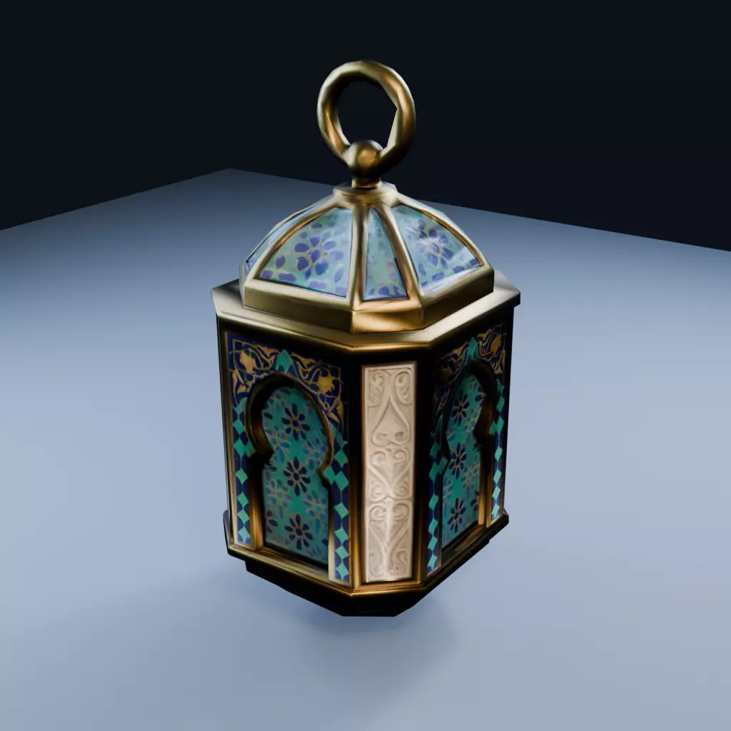 Large Brass Lantern Low Poly PBR Game Asset Low-poly 3D model
