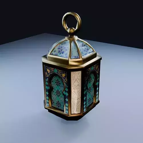 Large Brass Lantern Low Poly PBR Game Asset