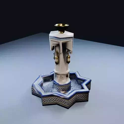 Moorish Courtyard Fountain Low Poly PBR Game Asset