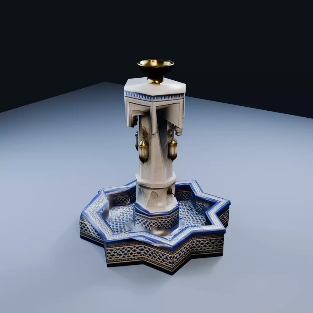Moorish Courtyard Fountain Low Poly PBR Game Asset Low-poly 3D model