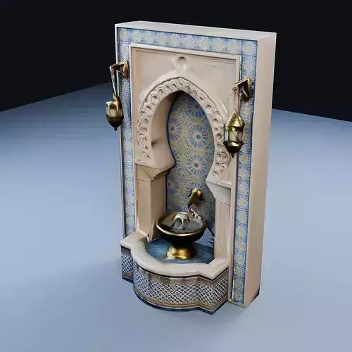 Mihrab Fountain Low Poly PBR Game Asset