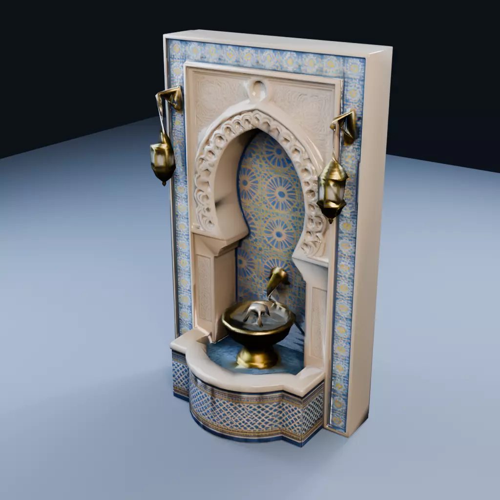 Mihrab Fountain Low Poly PBR Game Asset Low-poly 3D model