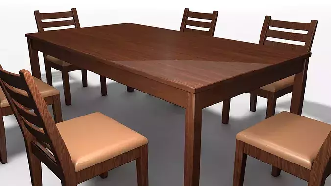 Dining Table and Chair 3D model 5