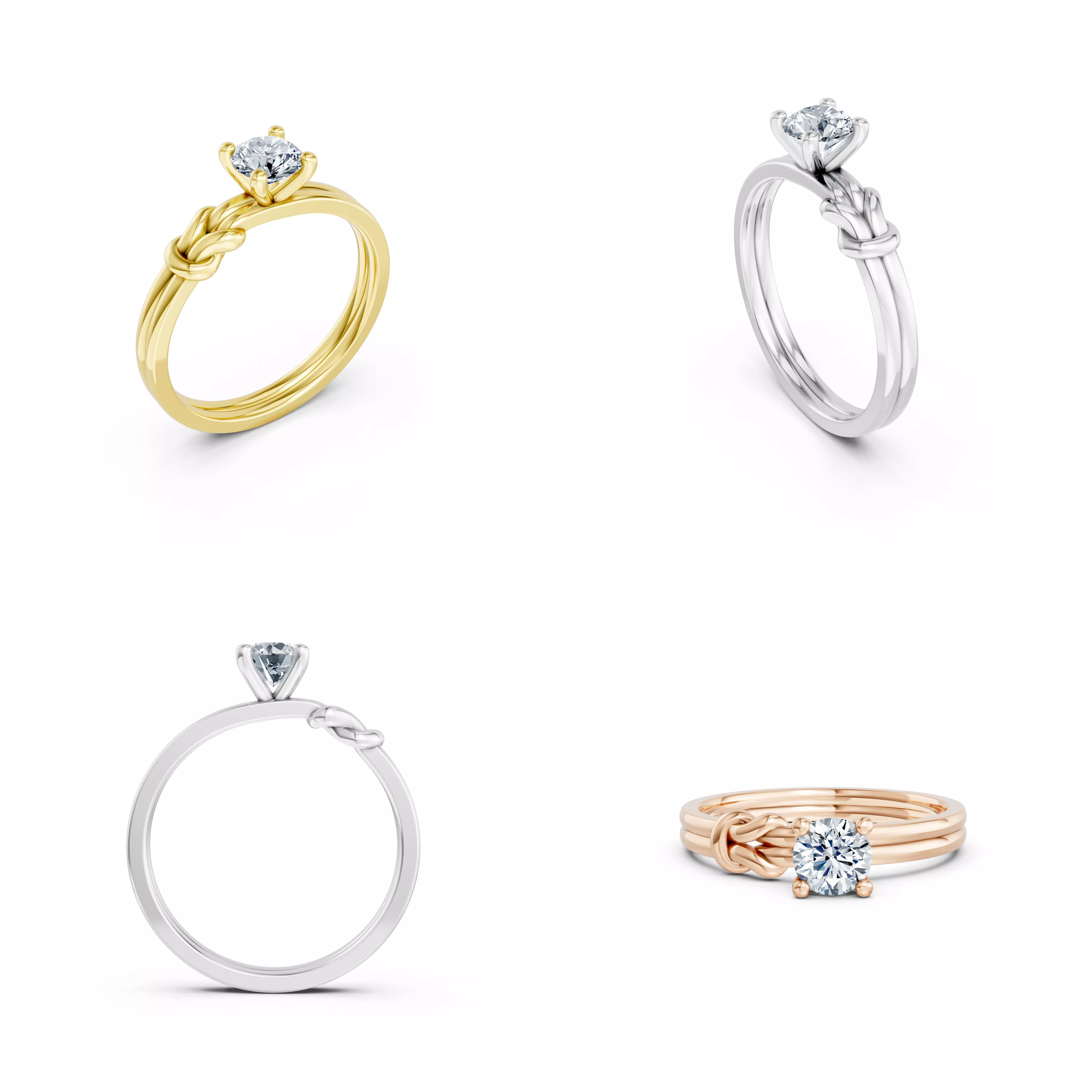 Knot Solitaire Ring CAD Model STL 3DM Jewelry Design Pack 3D print model