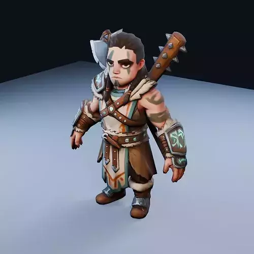 Wild Barbarian Low Poly PBR Game Asset